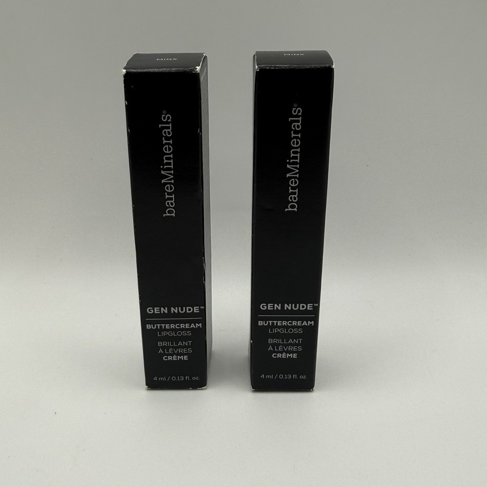 bareMinerals Gen Nude Buttercream Lipgloss Minx 0.13 Oz Lot of 2 New